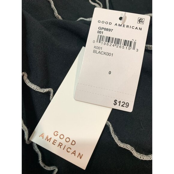 Good American Lettuce Edge Long Sleeve Midi Dress Fitted Knit Size 0 NWT - Picture 10 of 11